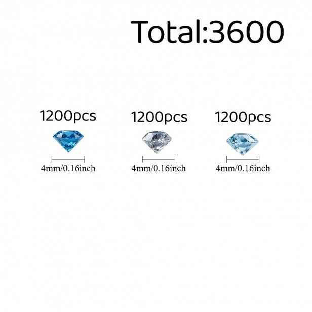 TEMU 3600 ks Tmavě modré/Světle modré/Čiré malé umělé diamanty - Vrstvený gradientní modrý , mini velikost pro výplň váz, domácí dekorace,