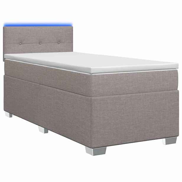 vidaXL Box spring postel s matrací a LED Taupe 90 x 190 cm Textil