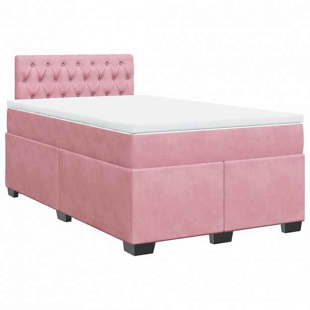 vidaXL Box spring postel s matrací růžová 120 x 200 cm samet