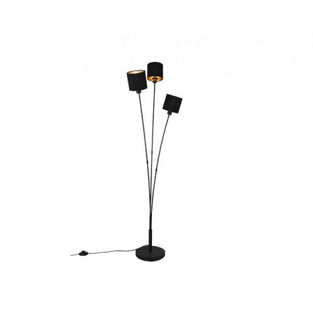 Stojací lampa Tommy, 3 svítidla, černá/zlatá