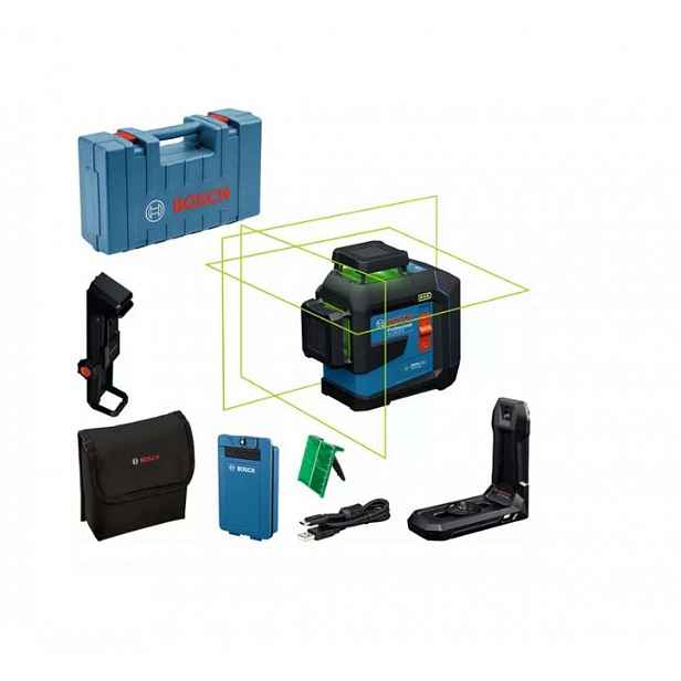 Bosch - Čárový laser, dosah 80 m, s příslušenstvím, 1x aku 3,0 Ah, USB kabel 0601065501