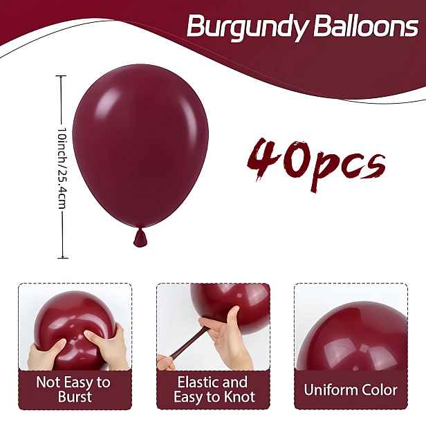 TEMU 40 Vínově Křišťálově Červených Latexových Balónků, Prémiové Kaštanové Latexové Párty Balónky, Vhodné pro Zahajovací Slavnosti 2026, Svatby,