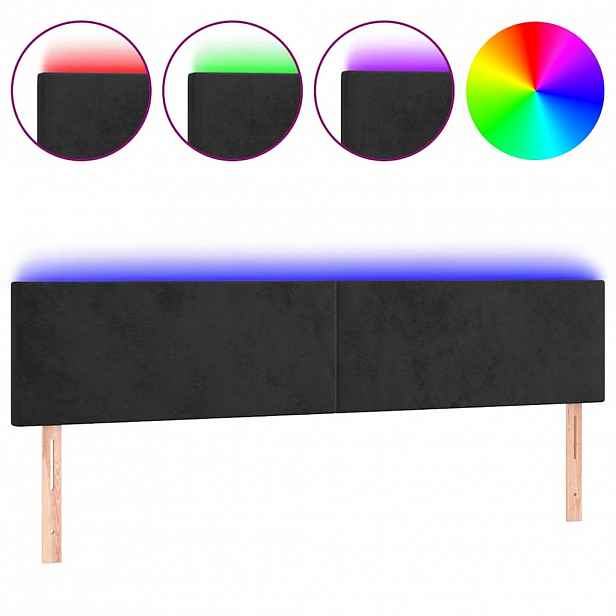 vidaXL Čelo postele s LED černé 200x5x78/88 cm samet