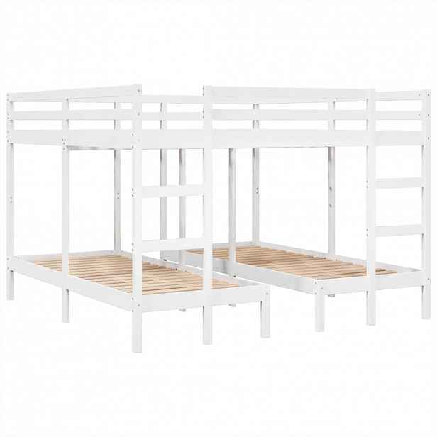 vidaXL Rám trojité patrové postele bílý 200x200/80x200 cm borovice