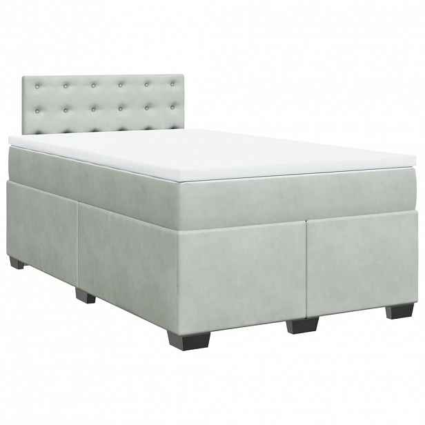 vidaXL Box spring postel s matrací světle šedá 120 x 200 cm samet
