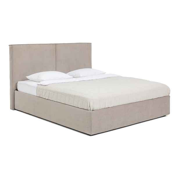 Čalouněná dvoulůžková postel taupe s úložným prostorem s roštem 180x200 cm Thessa Bold – Bonami Selection