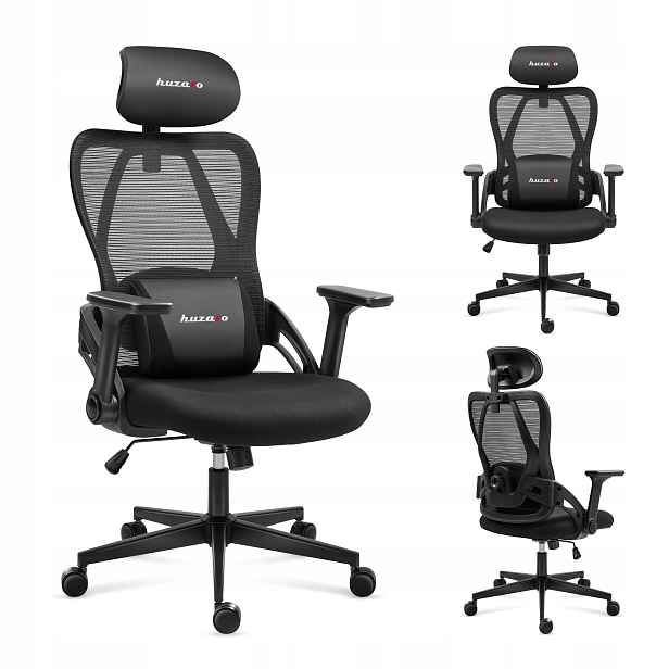 Herní židle Huzaro černá kancelářská otočná ergonomická k psacímu stolu