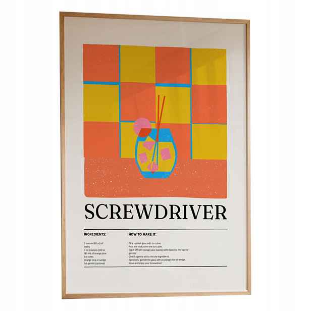 Plakát Šroubovák A3 Obraz Drink Bar Kuchyně Rámeček Dřevěný 30x42 cm