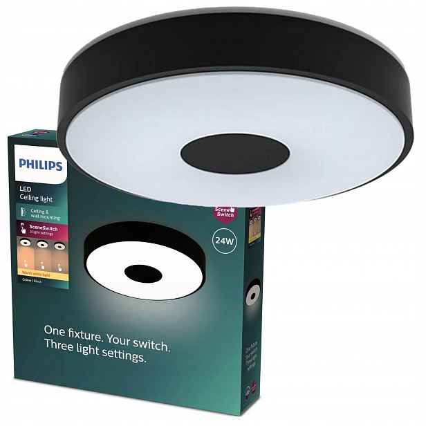 Stropní Svítidlo Stropní Svítidlo Led 24W 2700lm 2700K SceneSwitch Černá Philips