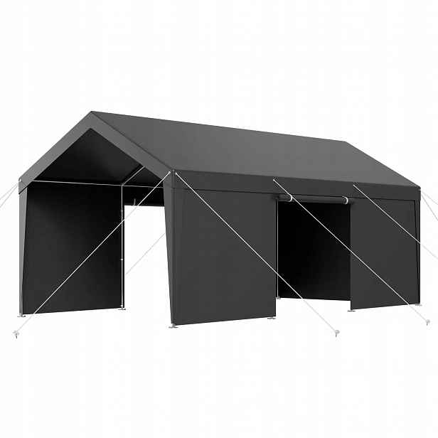 Garážový přístřešek carport stan 3.6 m 6 m silná šedá konstrukce premium uv