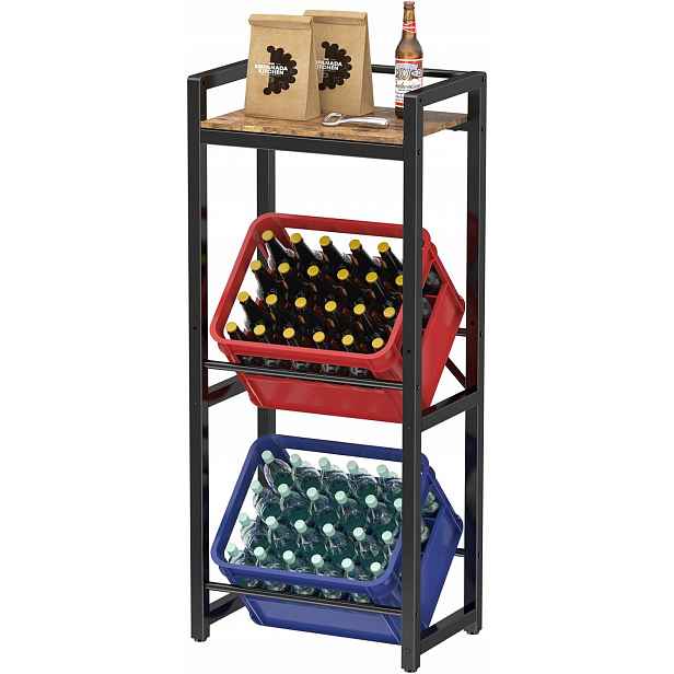 Regál Na Nápojové Boxy Kovový, Volně Stojící, 117 CM, Rustikální