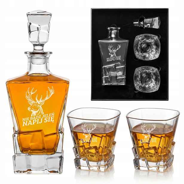 Sada na whisky Royal Karafa 850 ml 2 Sklenice Gravírování Dárek Lov