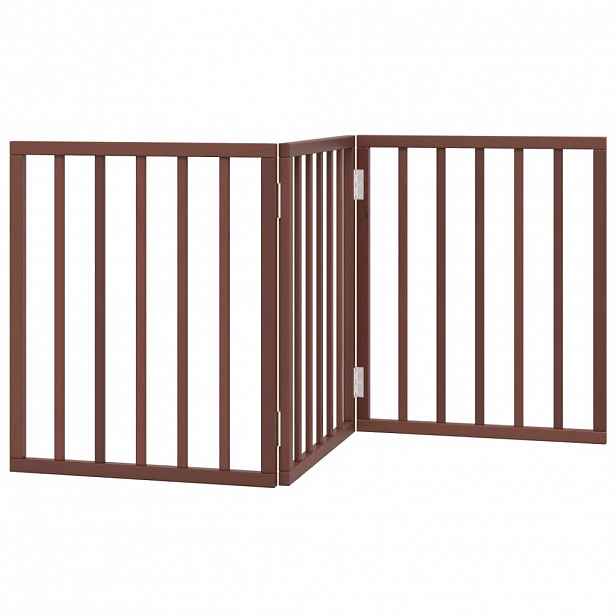 vidaXL Zábrana pro psy skládací 3 panely hnědá 150 cm topolové dřevo