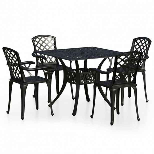 vidaXL 5dílný bistro set litý hliník černý