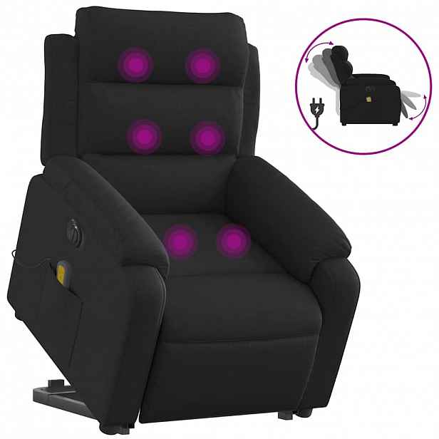 vidaXL Elektrické zvedací masážní polohovací křeslo černé textil