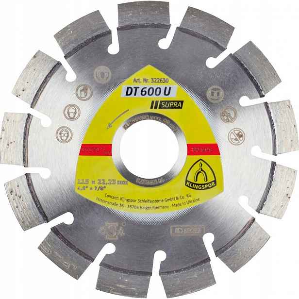 Diamantový kotouč na betonu 115x2,4x22,23 mm Dt 600 U Klingspor