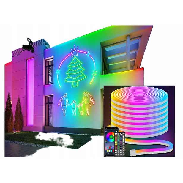 Flexibilní lineární osvětlení Neon 15 m Synchronizace s vnitřní/venkovní hudbou