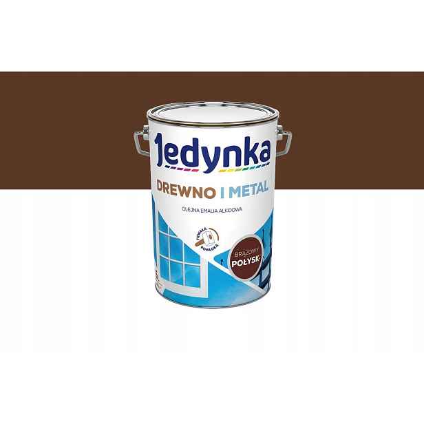 Jedynka Olejová alkydová smaltovaná hmota na dřevo a kov leskle hnědá 5L