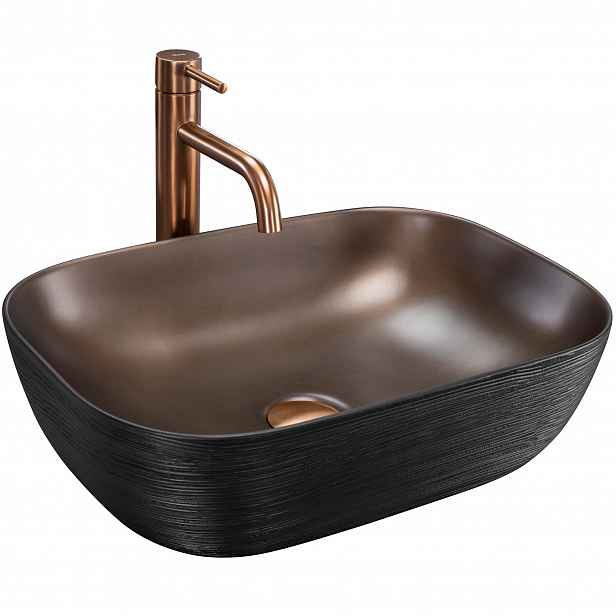 Kartáčované Umyvadlo Na Desku Rea Belinda Black Copper Brush Na Skříňku