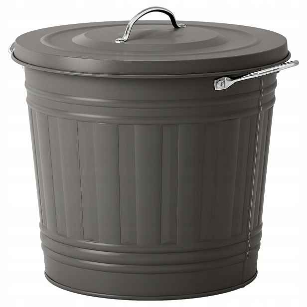 Kbelík na popel do krbu, šedý, kovový