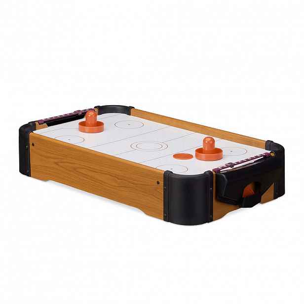 Relaxdays AIRHOCKEY stůl hnědá bílá MDF s ventilátorem