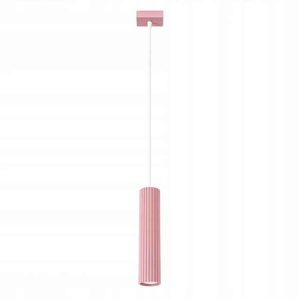 Závěsná stropní lampa Tuba s vroubkovaným závěsem Karbon 1 růžová SL.1931 Sollux