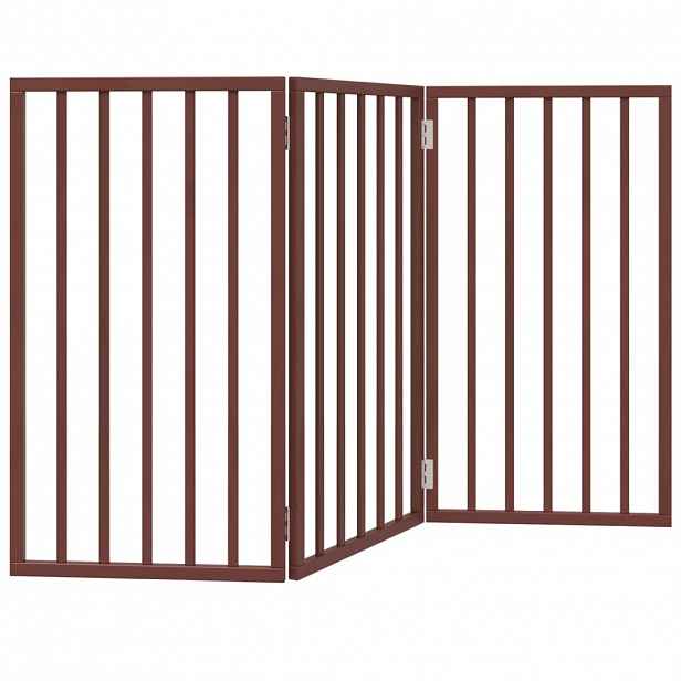vidaXL Zábrana pro psy skládací 3 panely hnědá 150 cm topolové dřevo