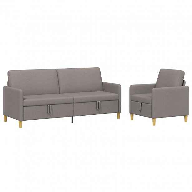 vidaXL Sedačka se storage 2 ks Taupe Polyester