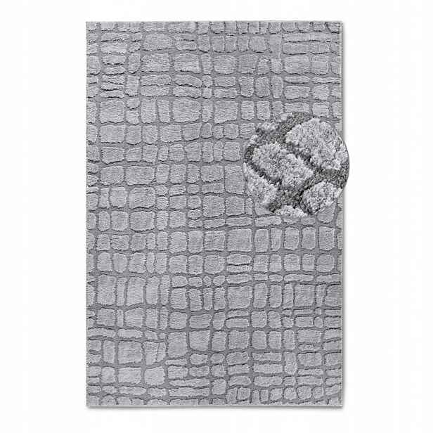 Koberec plyšový do obývacího pokoje 80x120 cm, šedý, moderní 3D vzor