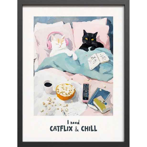 Tištěný obraz s rámem 30x40 cm Catflix – Styler