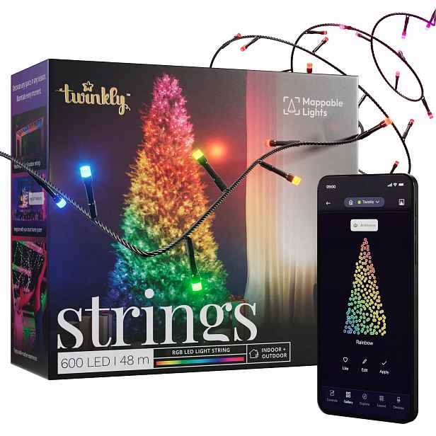 Twinkly Řetěz 600 Led Rgb černý kabel Zástrčka F (eu typ) 48 m