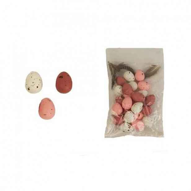 Vejce dekorační 24ks plast růžová/červená/bílá 2cm
