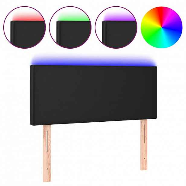 vidaXL Čelo postele s LED černé 80 x 5 x 78/88 cm umělá kůže