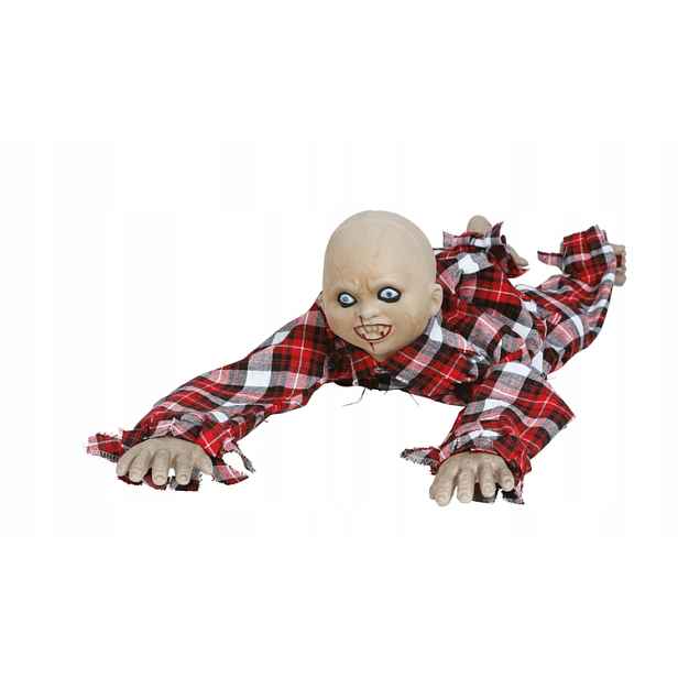 Plazící Se Zombie Chlapec 90 CM Interaktivní Halloweenská Dekorace