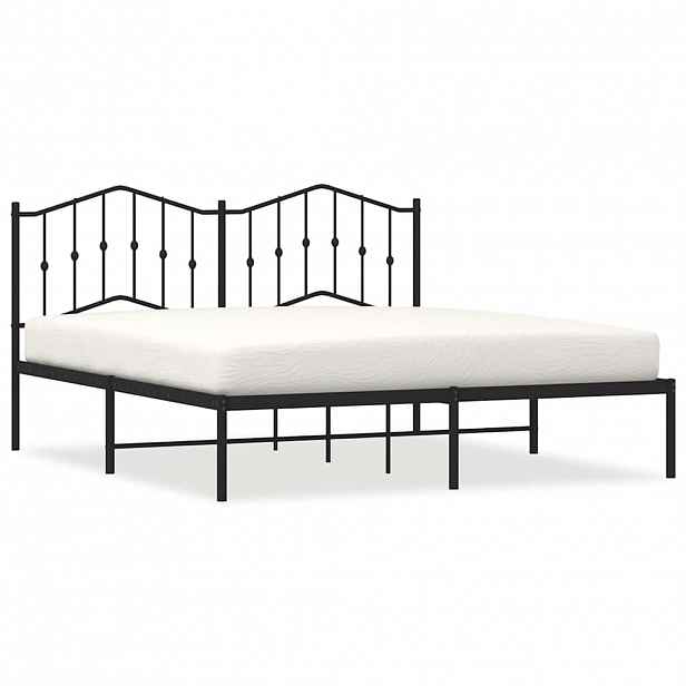vidaXL Kovový rám postele s čelem černý 183 x 213 cm