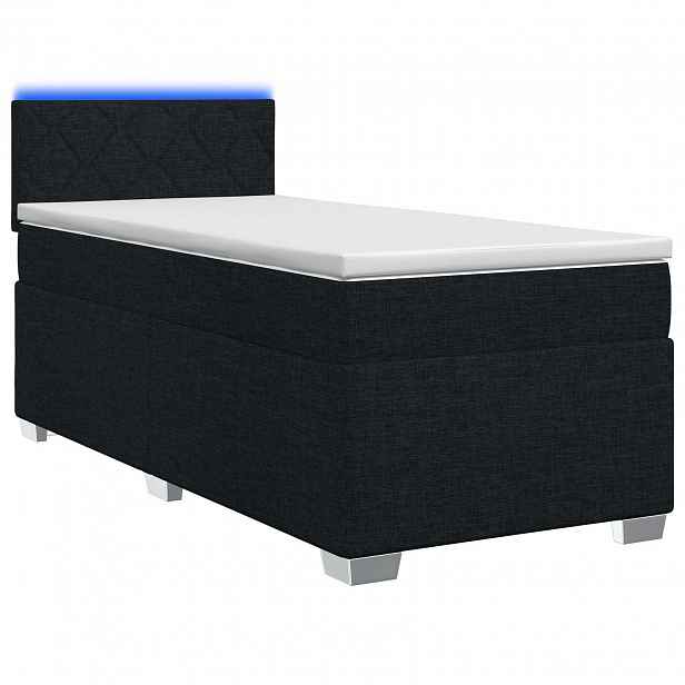 vidaXL Box spring postel s matrací a LED Černá 90 x 190 cm Textil