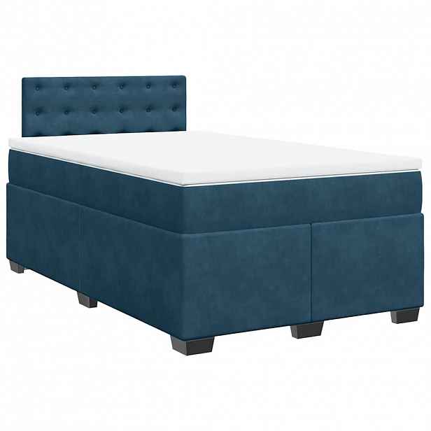 vidaXL Box spring postel s matrací tmavě modrá 120 x 200 cm samet