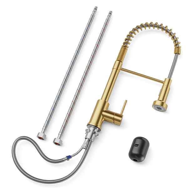 Kuchyňská Baterie Zlatá 360° S Vytahovací Sprškou Pro Kuchyňský Dřez Stylová
