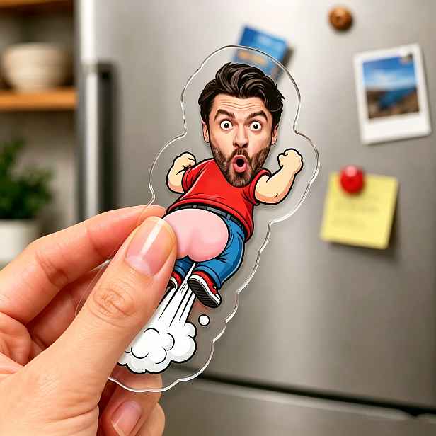 TEMU 1 ks Vlastní Vtipný Magnet na Ledničku s Zadkem, Personalizovaný Foto Akrylový Magnet na Ledničku, Vlastní Magnet s Zadkem , Hlasité Nové a