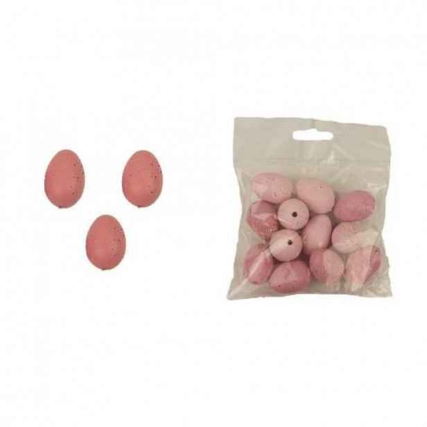 Vejce dekorační kropenaté 12ks plast růžová 2cm
