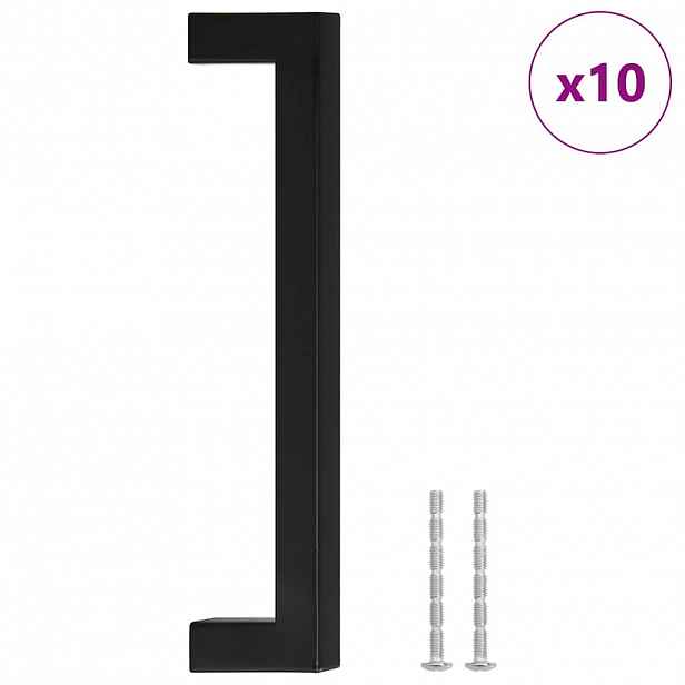 vidaXL Nábytkové úchytky 10 ks černé 160 mm nerezová ocel