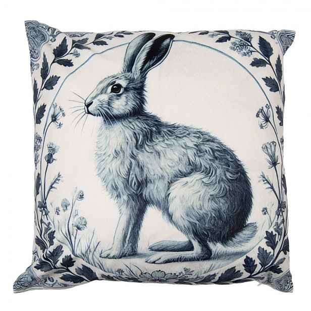 Béžový povlak na polštář s králíkem a věnečkem - 45*45cm Clayre & Eef