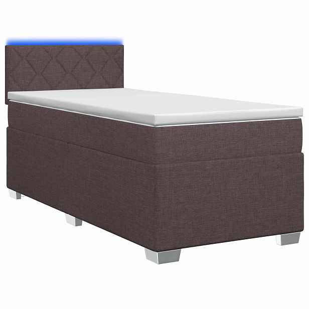 vidaXL Box spring postel s matrací a LED Tmavě hnědá 90 x 190 cm