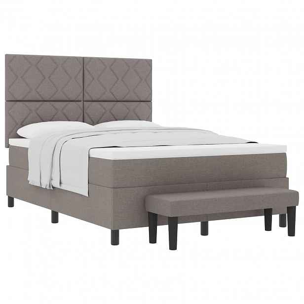 vidaXL Postel s boxspringem s polštářem Taupe 140 x 200 cm textil
