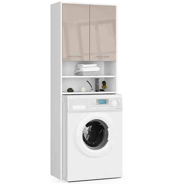 Ak furniture Koupelnová skříňka nad pračku Fin bílá/cappuccino lesk