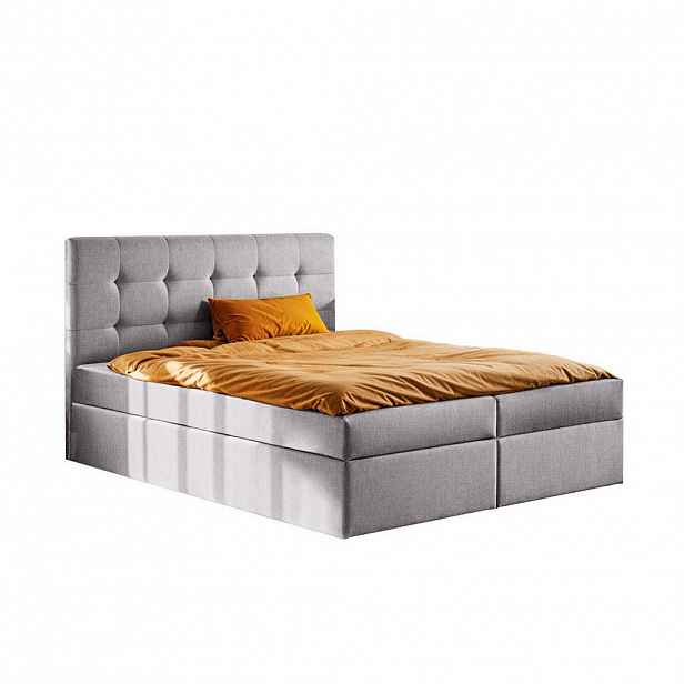 Kaiser Möbel KONTINENTÁLNÍ POSTEL s matrací a úložným prostorem LUDANO tkanina Soro Šedá 200x200 cm H2-Pocket