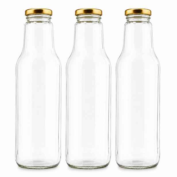 42x skleněná láhev 750 ml uzávěr 43 mm, zlatá/na džusy, sirupy a těstoviny