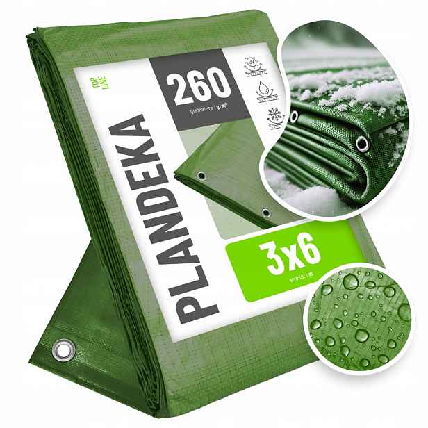 Hrubá Vyztužená Plachta 3x6 Silná Plachta Mrazuvzdorná Pokrývka Top 260g
