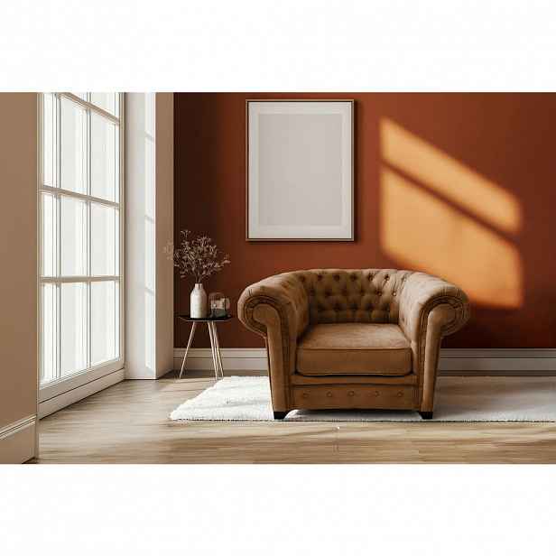 Livetastic KŘESLO CHESTERFIELD, textil, kompozitní dřevo, koňaková