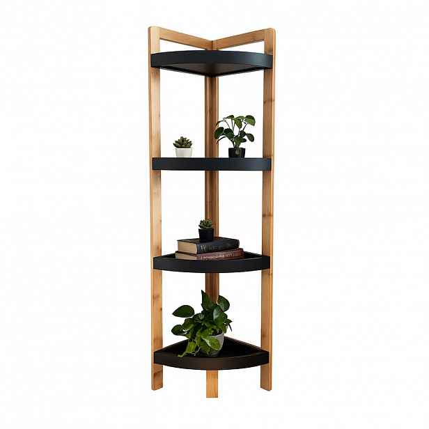 Relaxdays REGÁL Přírodní-Černý rohový bambus 4 police 105,5 cm